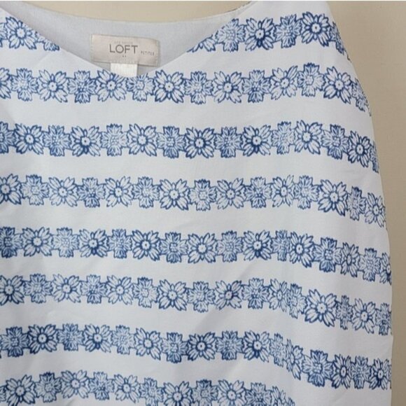 LOFT Factory | Blue Floral Layered Cami Tank Blouse Size Medium Petite - Picture 3 of 5
